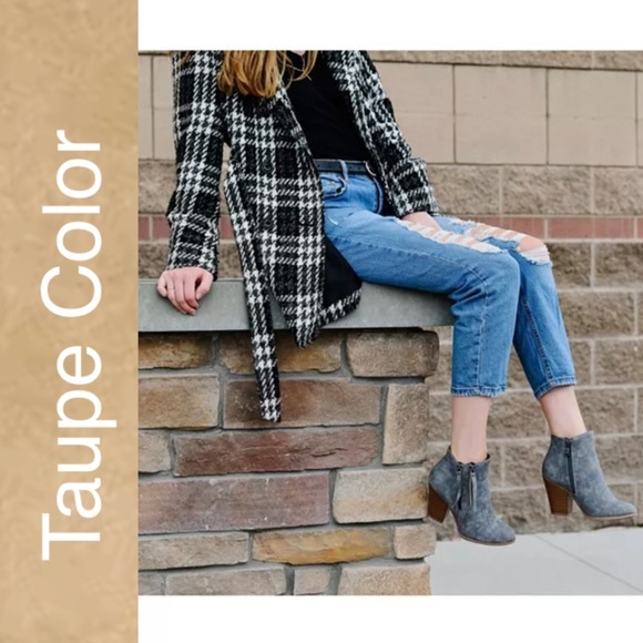 Journee Collection Women's Vally Dual-Zip Bootie Heeled Boot Hees - Taupe 9 - Picture 3 of 6